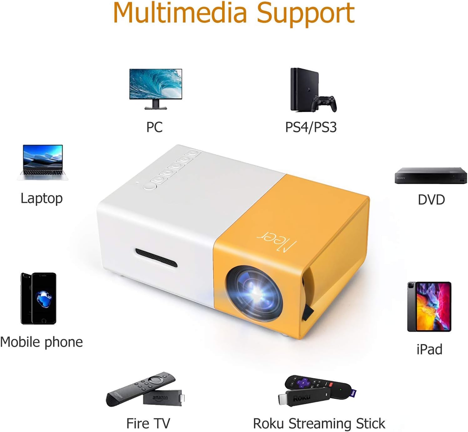 LED Mini Projector Portable 1080P - Home Theater Cinema Projector (HDMI USB TV)